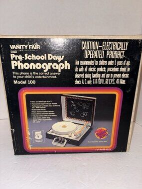 Vintage Portable Vanity Fair Pre School Days Phonograph  Comes With Box